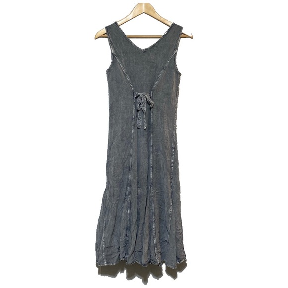 Urban Celt sleeveless grey maxi dress with tie waist - Picture 3 of 6